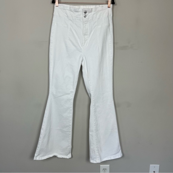 FREE PEOPLE WE THE FREE JAYDE FLARE JEANS WHITE SIZE 32 - Picture 8 of 13